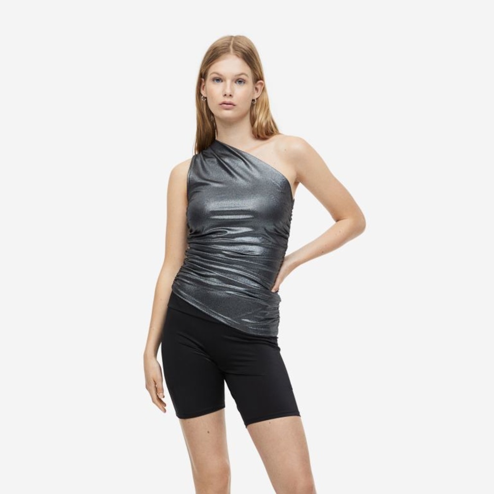 Metallic One Shoulder Top Size S